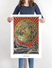 Laden Sie das Bild in den Galerie-Viewer, psychedelic moon art poster for boho home decor - coloro mystic