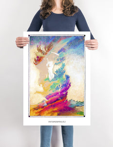 forest woman metamorphoses art poster for boho home decor - coloro mystic
