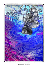 Laden Sie das Bild in den Galerie-Viewer, psychedelic sea ship art poster for boho home decor - coloro mystic