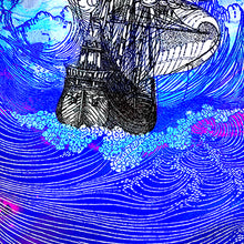 Laden Sie das Bild in den Galerie-Viewer, psychedelic sea ship art poster for boho home decor - coloro mystic