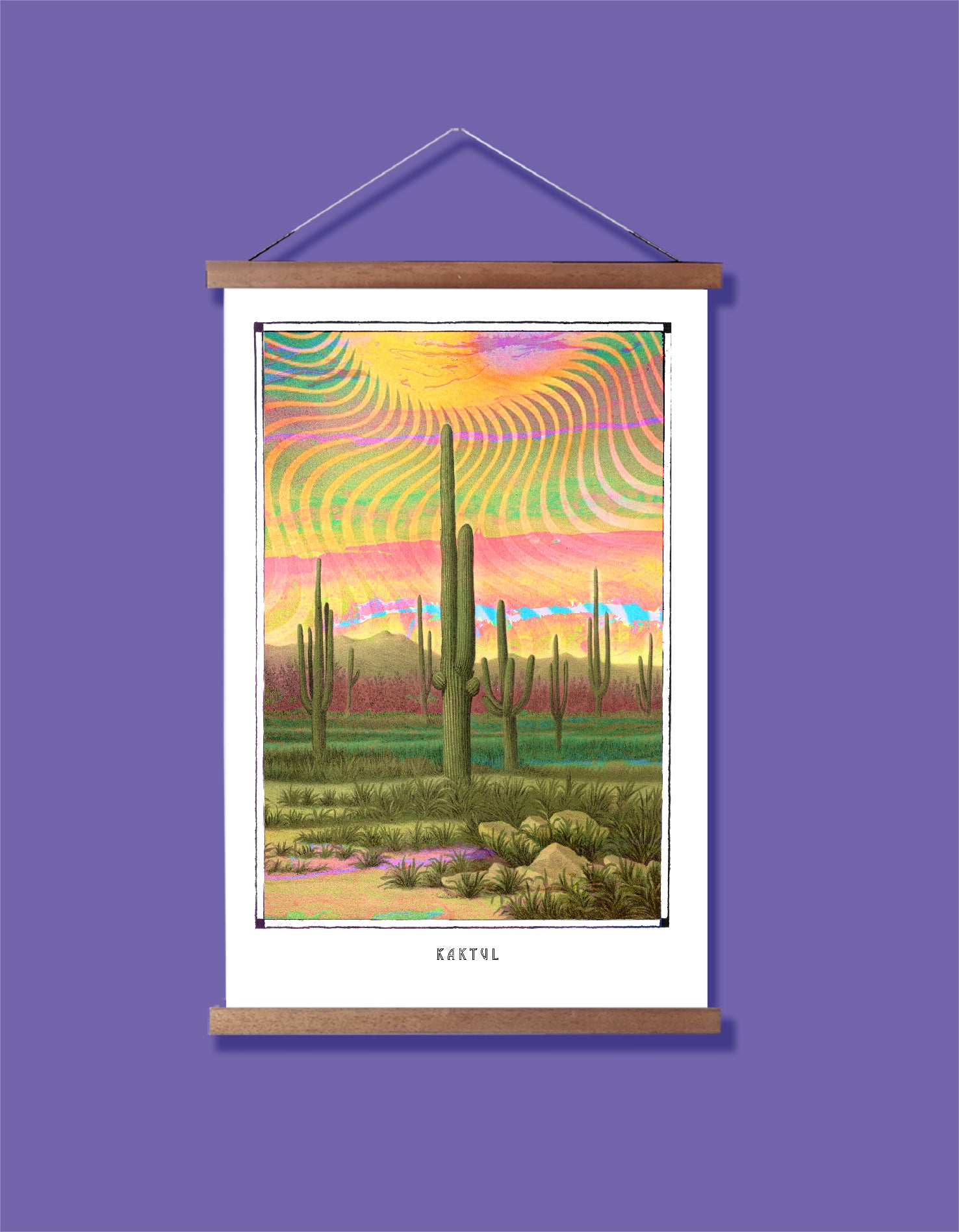 Psychedelisches Kaktusplakat für kreative Wandgestaltung
