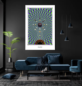 eclipse astronomy psychedelic geometry art poster for home decor - coloro mystic