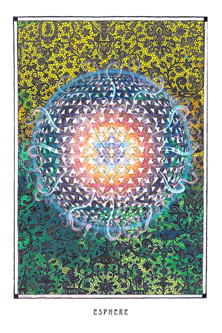 yantra psychedelic art poster for boho home decor - coloro mystic