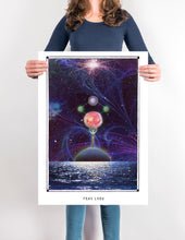 Laden Sie das Bild in den Galerie-Viewer, Frau Luna cosmic surreal wall decor poster