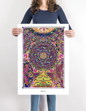 Laden Sie das Bild in den Galerie-Viewer, psychedelic yantra mandala art poster for boho home decor - coloro mystic