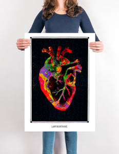 heart anatomical psychedelic art poster for boho home decor - coloro mystic