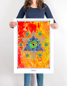 eye magical pentagram mystical art poster for home decor - coloro mystci