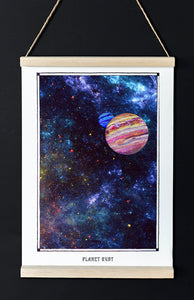 galaxy space planet ruby art poster for boho home decor - coloro mystic