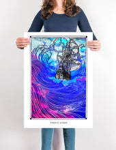 Laden Sie das Bild in den Galerie-Viewer, psychedelic sea ship art poster for boho home decor - coloro mystic