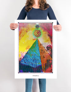 egyptian pyramid psychedelic art poster for boho home decor - coloro mystic