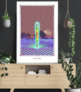 SAN PEDRO - Psychedelisches Kaktus-Poster